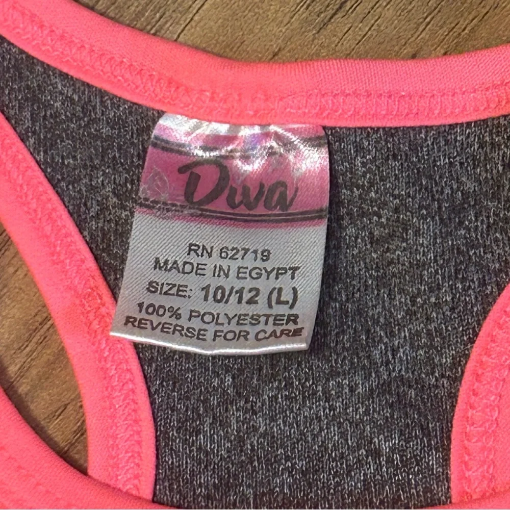 Girls Run The World Racerback Tank‎ Top Size 10/12 L Pink Gray Sleeveless